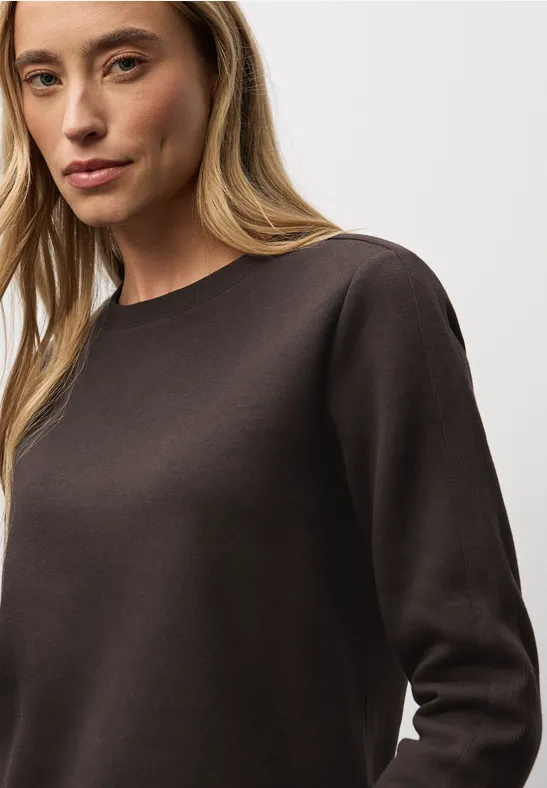 Sweatshirt mit Rippdetail darkest brown