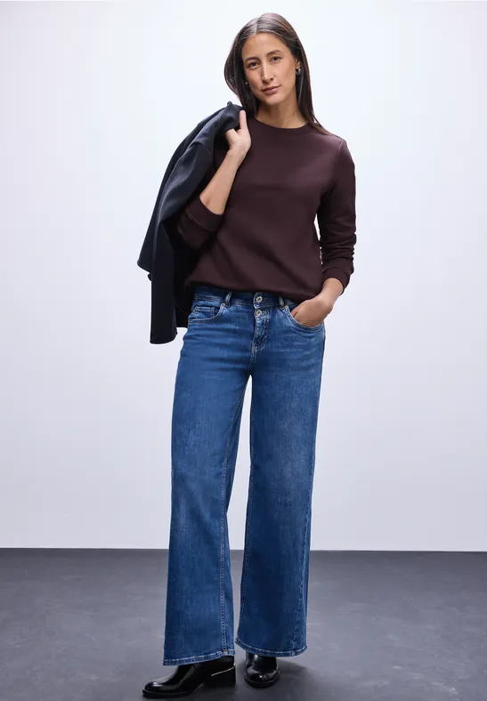 Sweatshirt mit Rippdetail Jazz Berry