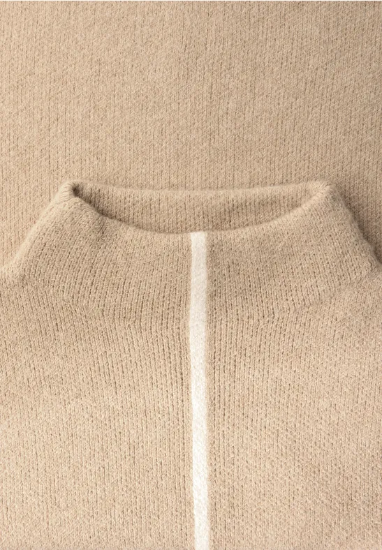 Pullover mit Kontrastdetails sanded beige mel.