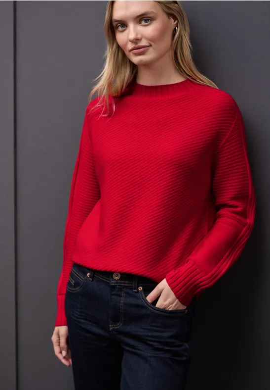 Strukturpullover racing red