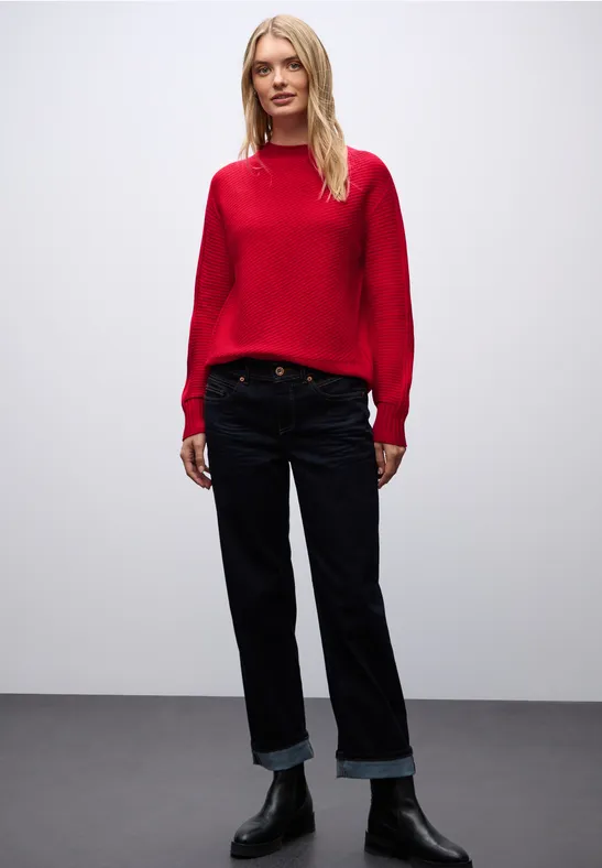 Strukturpullover racing red