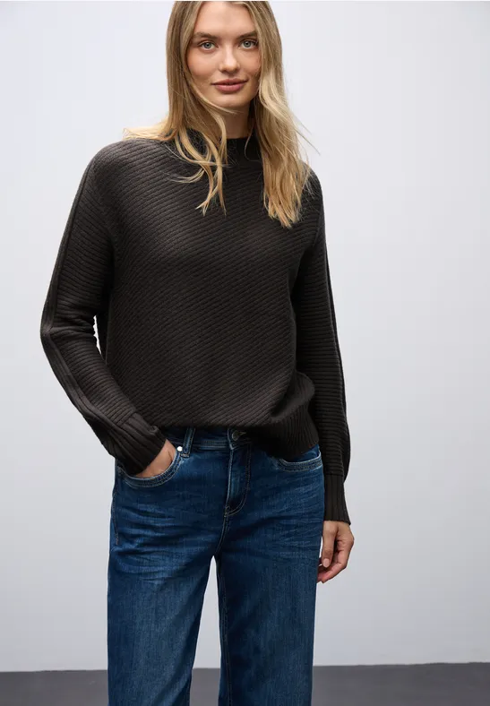 Strukturpullover darkest brown