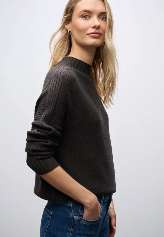 Strukturpullover darkest brown