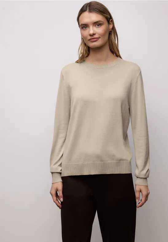 Basic Pullover cotton beige
