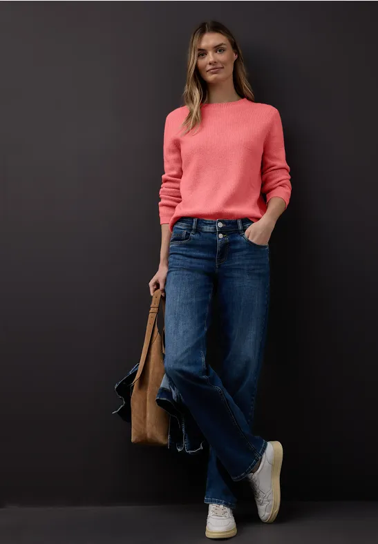 Pullover mit Knopfdetail striking coral mel.