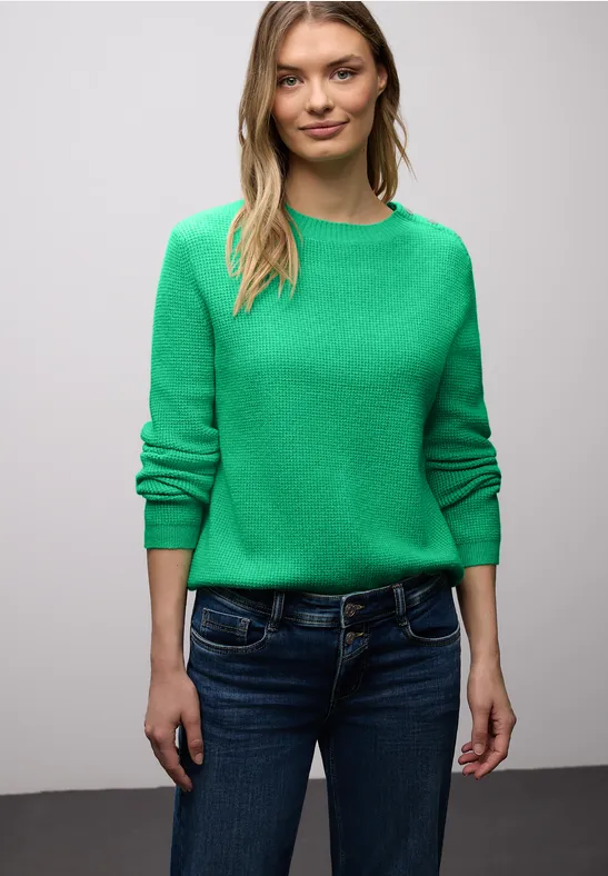 Pullover mit Knopfdetail arcadia green mel.