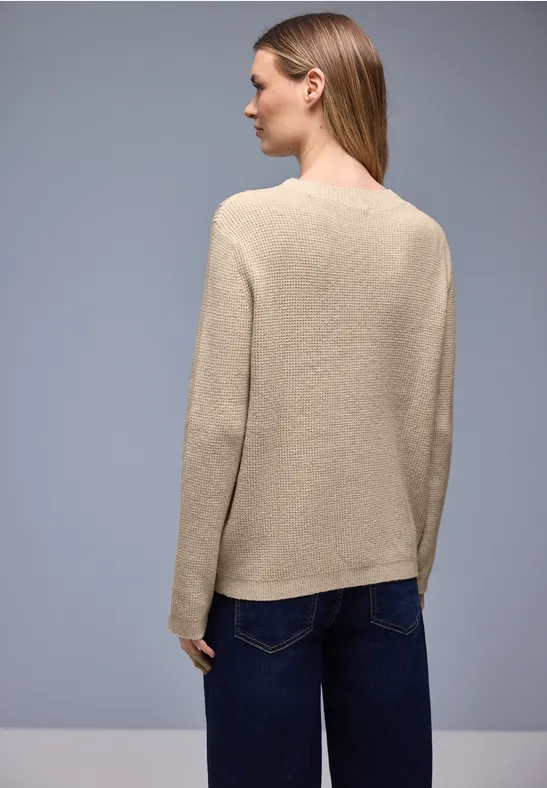 Pullover mit Knopfdetail cotton beige mel.