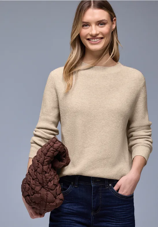 Pullover mit Knopfdetail cotton beige mel.