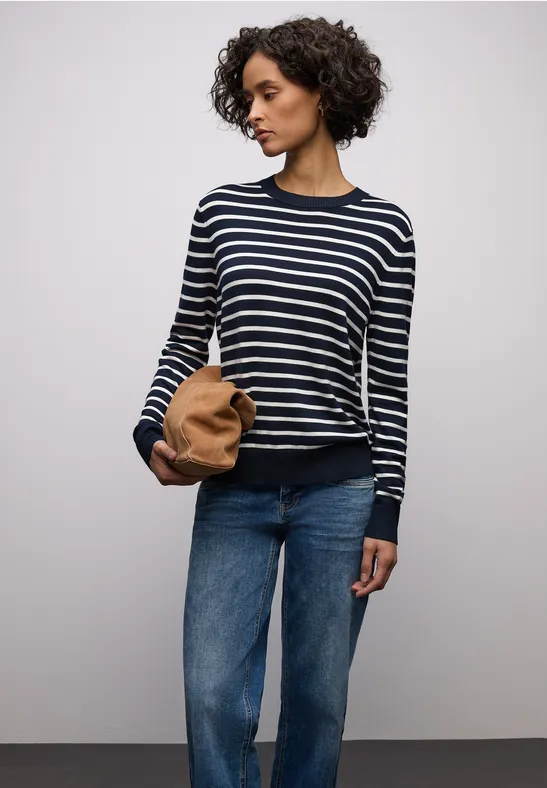 Gestreifter Pullover deep blue