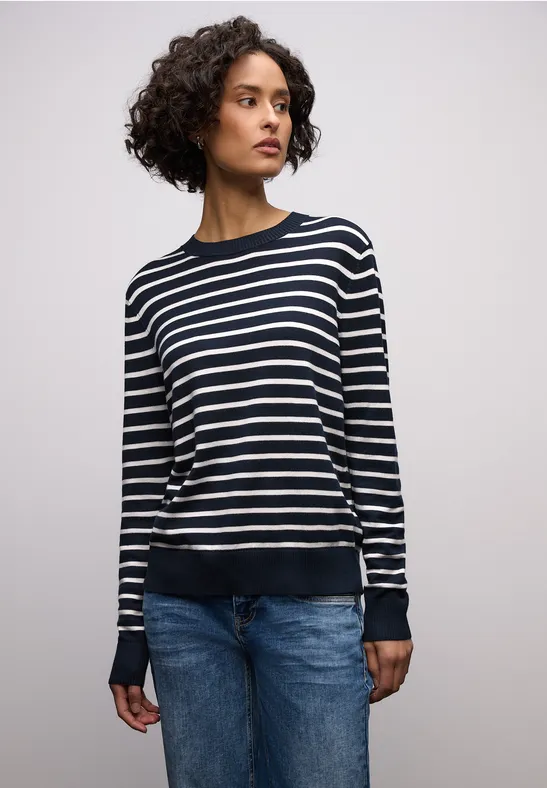 Gestreifter Pullover deep blue