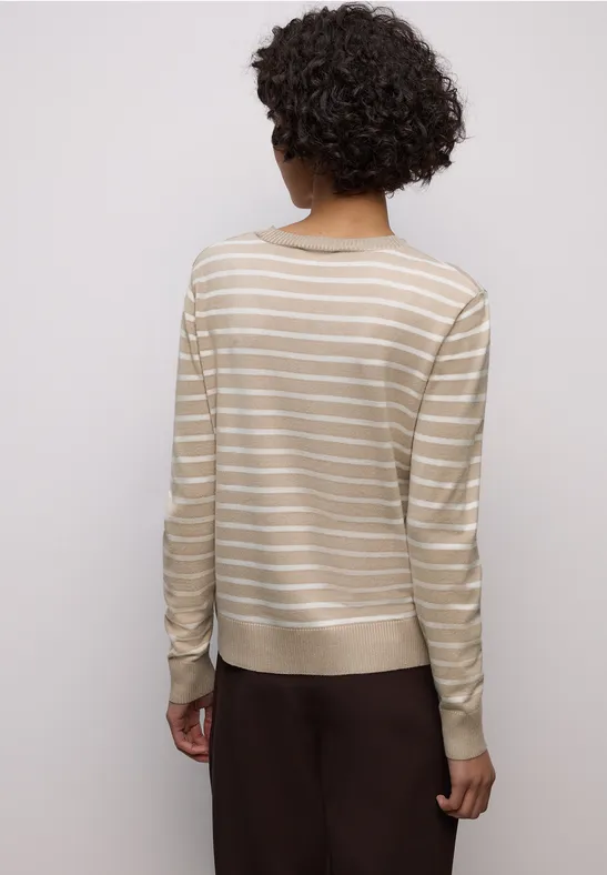 Gestreifter Pullover cotton beige