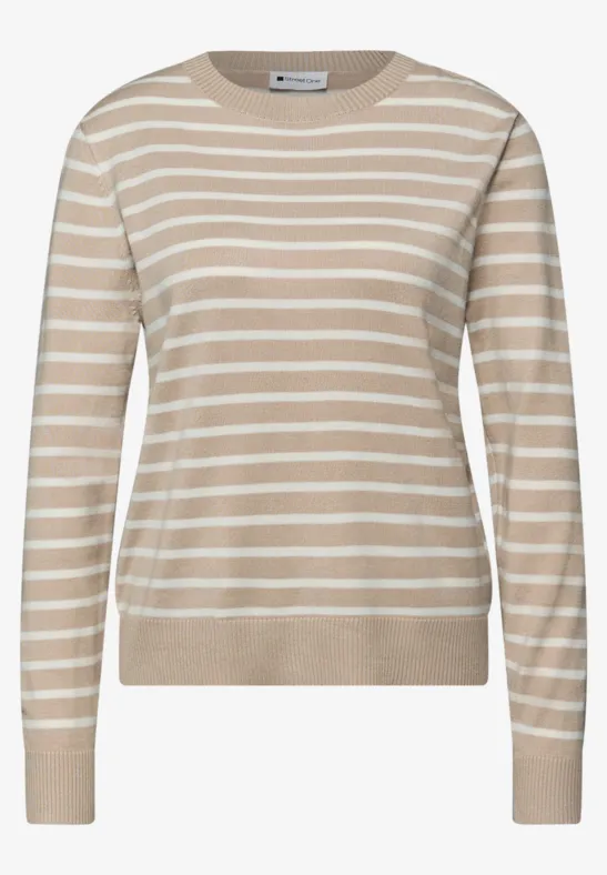 Gestreifter Pullover cotton beige