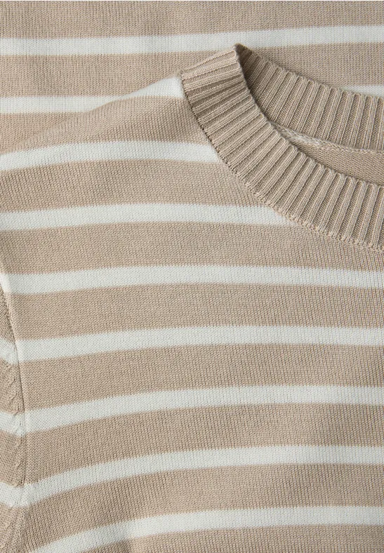 Gestreifter Pullover cotton beige
