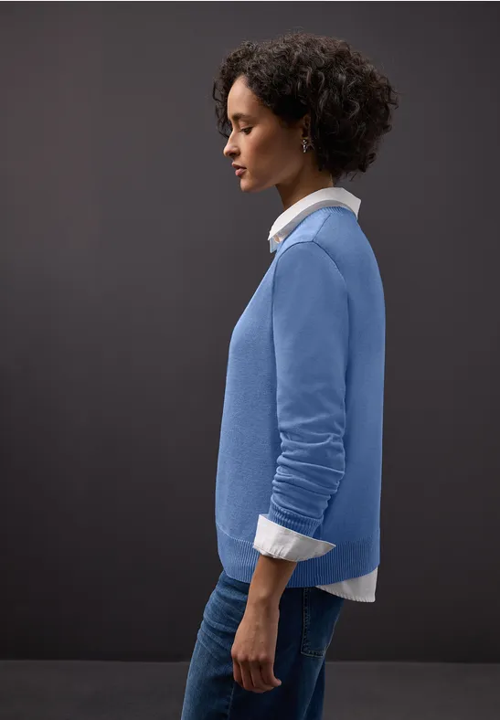 Basic Pullover bonnet blue mel.