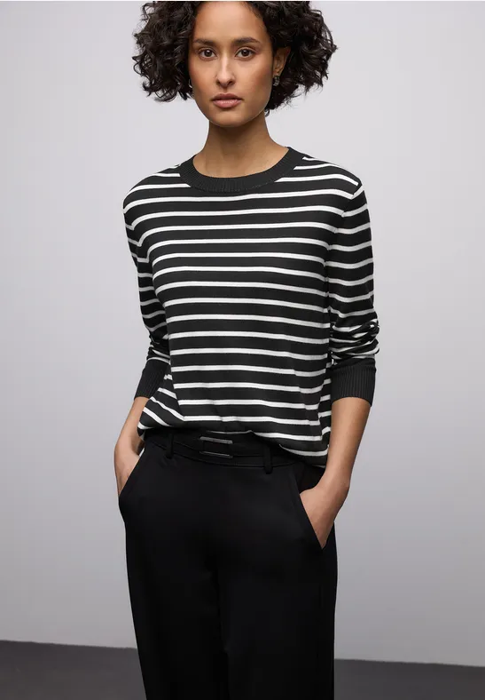 Gestreifter Pullover Black