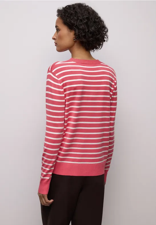 Gestreifter Pullover striking coral