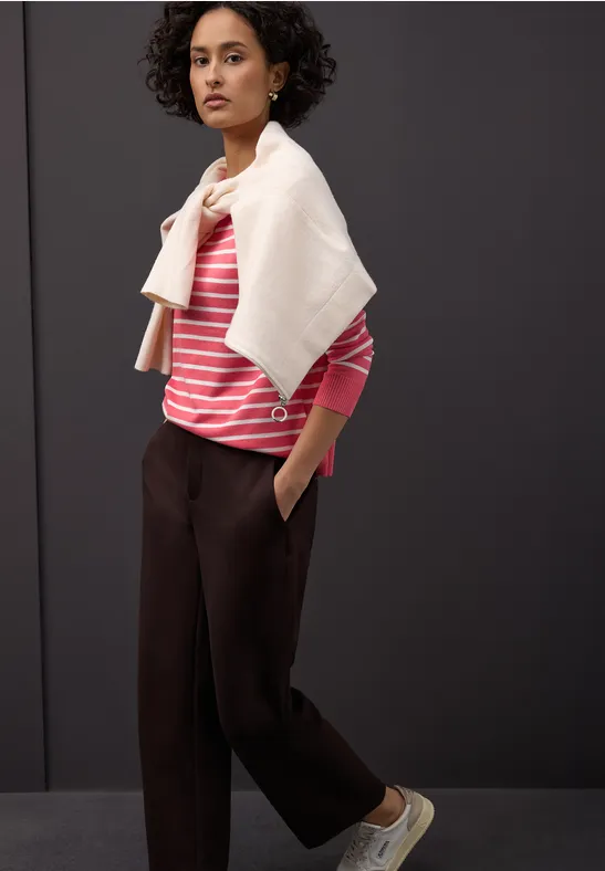 Gestreifter Pullover striking coral