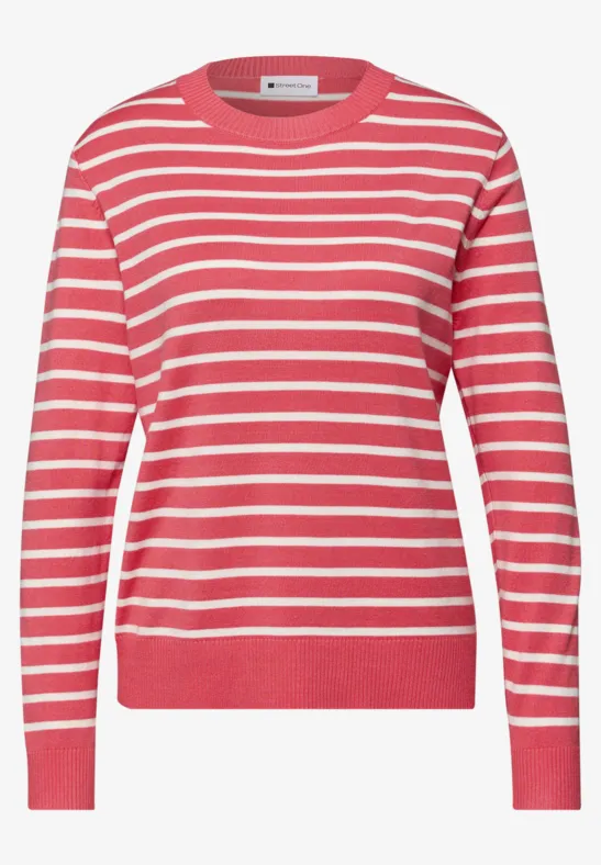 Gestreifter Pullover striking coral