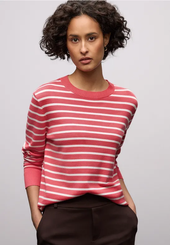 Gestreifter Pullover striking coral