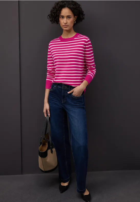 Gestreifter Pullover magenta dream