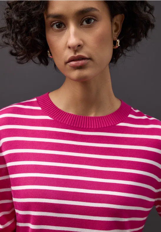 Gestreifter Pullover magenta dream