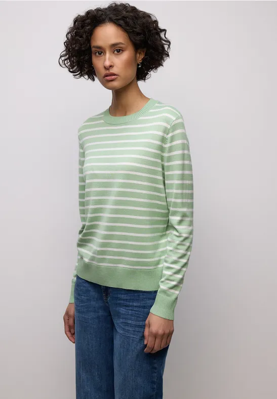 Gestreifter Pullover pale mint green
