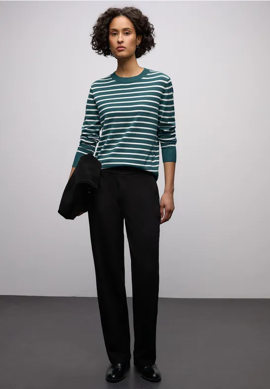 Gestreifter Pullover mediterra green