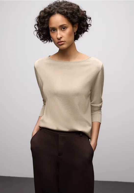 Basic Pullover cotton beige
