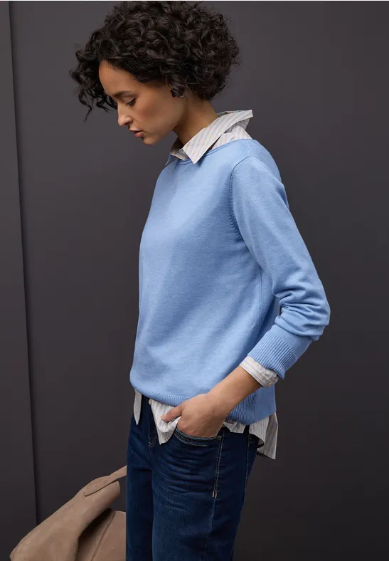 Basic Pullover bonnet blue mel.