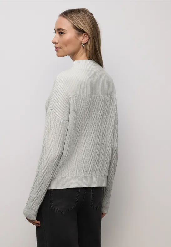 Sweter z mieszanką struktur pelican grey mel.