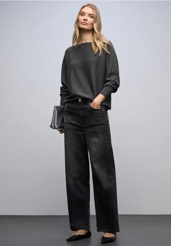 Glitzernder Dolman Pullover gravel grey mel.