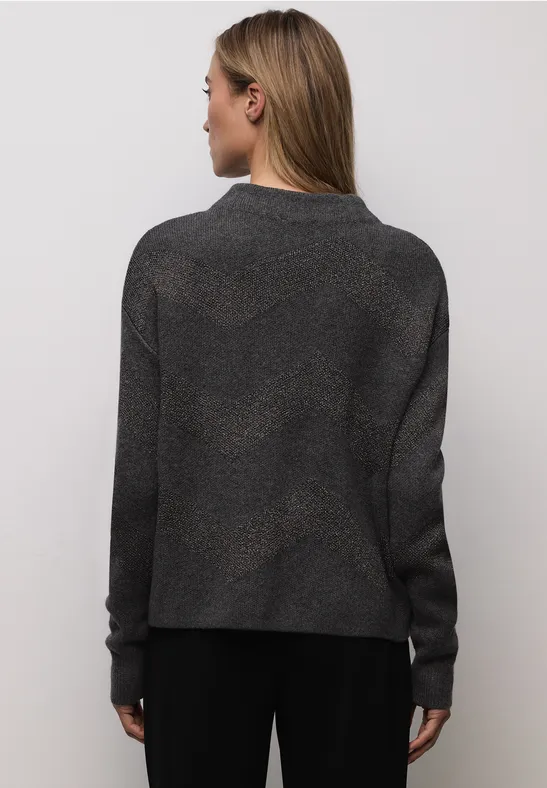 Trui met glitterjacquard gravel grey mel.