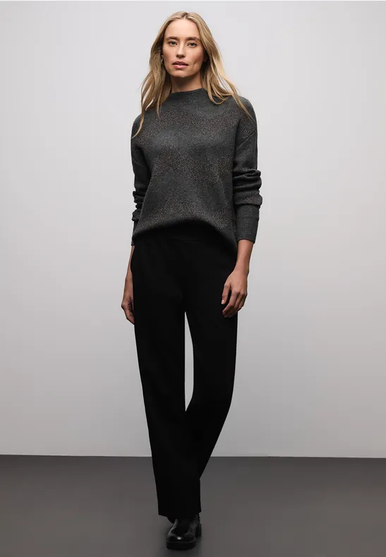 Trui met glitterjacquard gravel grey mel.