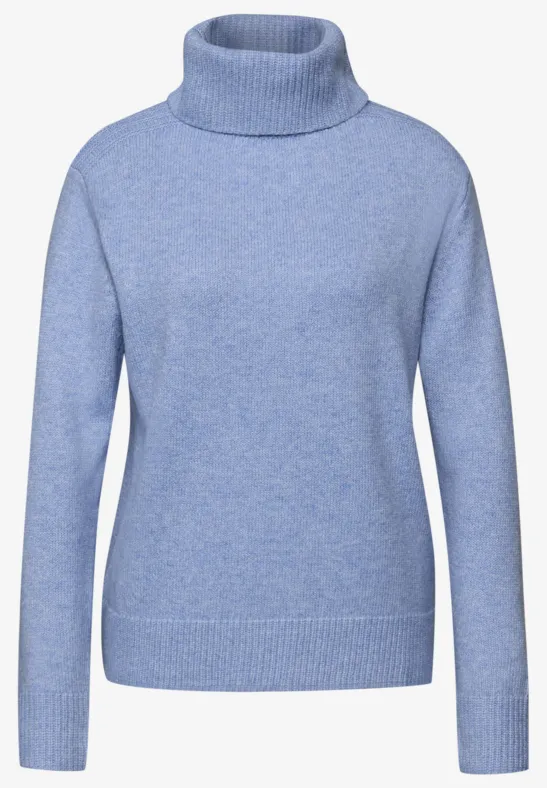 Doux pull à col roulé frosted blue mel.