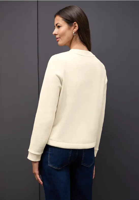 Sweater met print soft beige