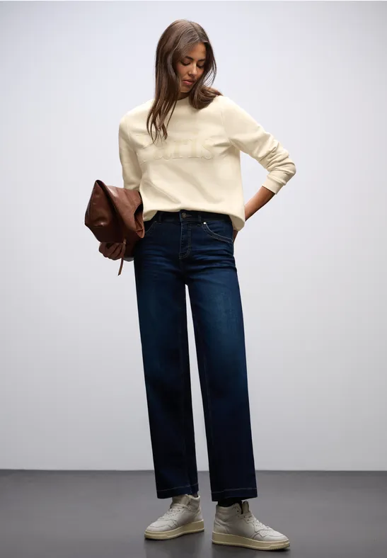 Sweater met print soft beige