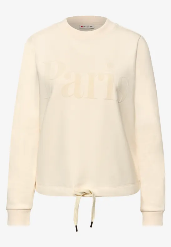 Sweater met print soft beige