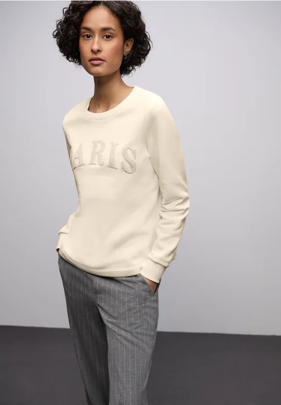 Sweatshirt met tekst soft beige