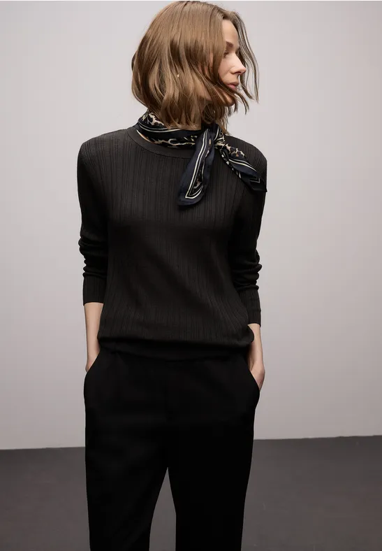 Pullover mit Rippstruktur darkest brown