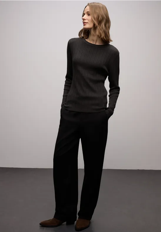 Pullover mit Rippstruktur darkest brown