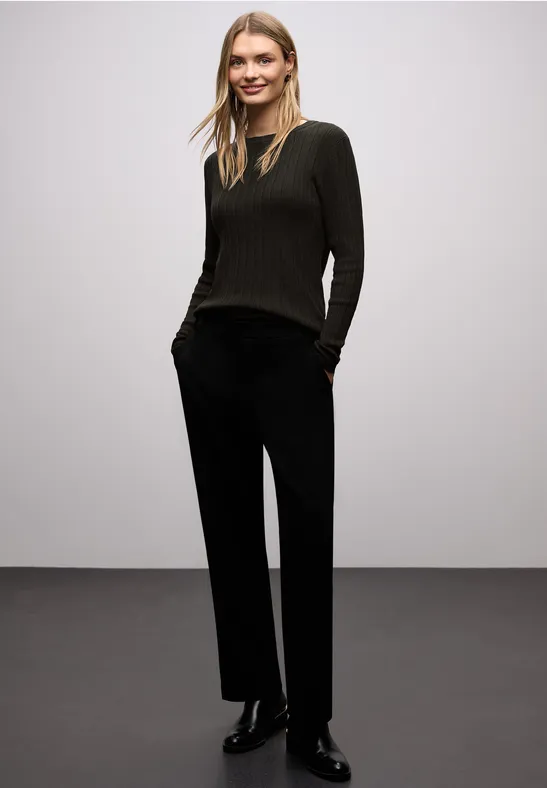 Pullover mit Rippstruktur darkest brown