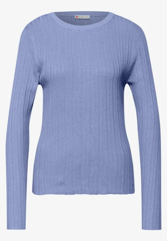 Trui met geribbelde textuur frosted blue mel.
