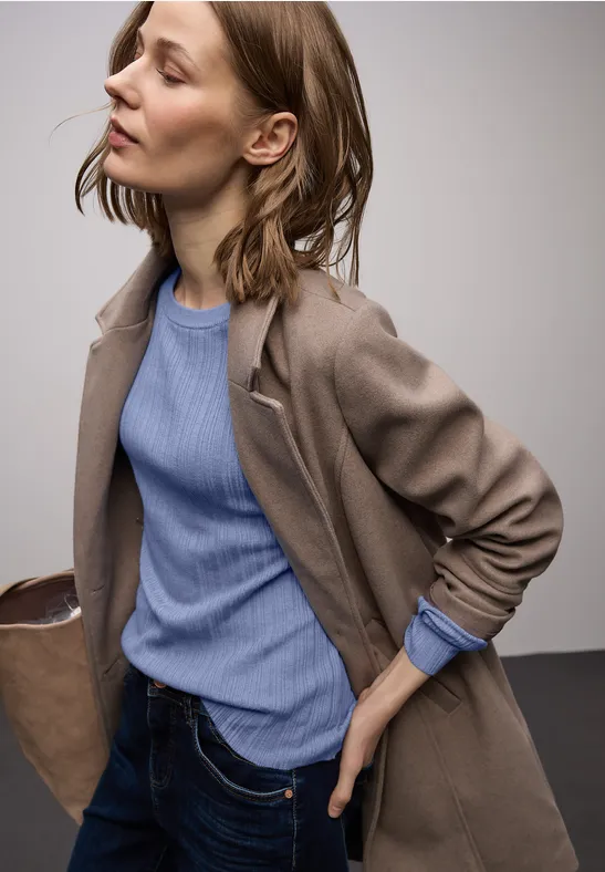 Trui met geribbelde textuur frosted blue mel.