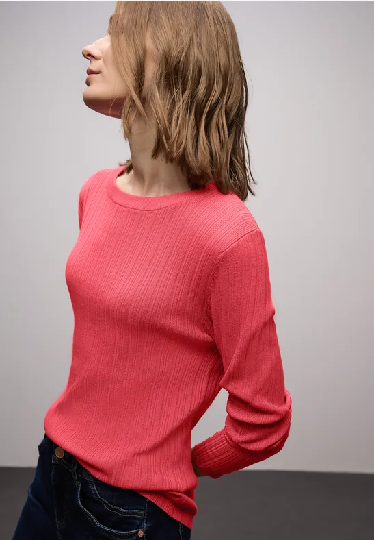 Pullover mit Rippstruktur striking coral