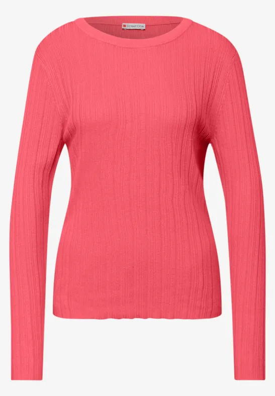 Pullover mit Rippstruktur striking coral
