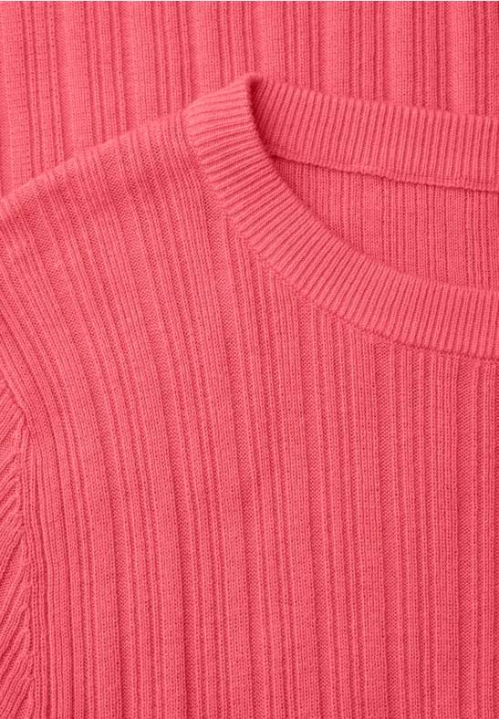 Pullover mit Rippstruktur striking coral