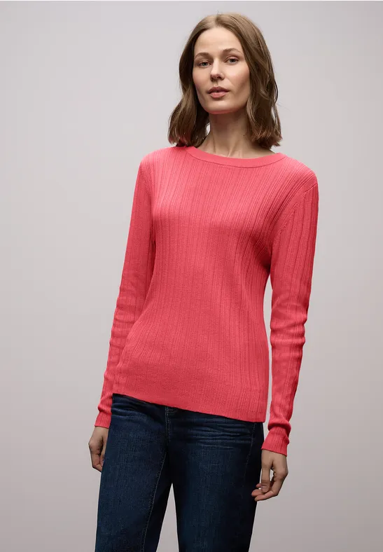 Pullover mit Rippstruktur striking coral