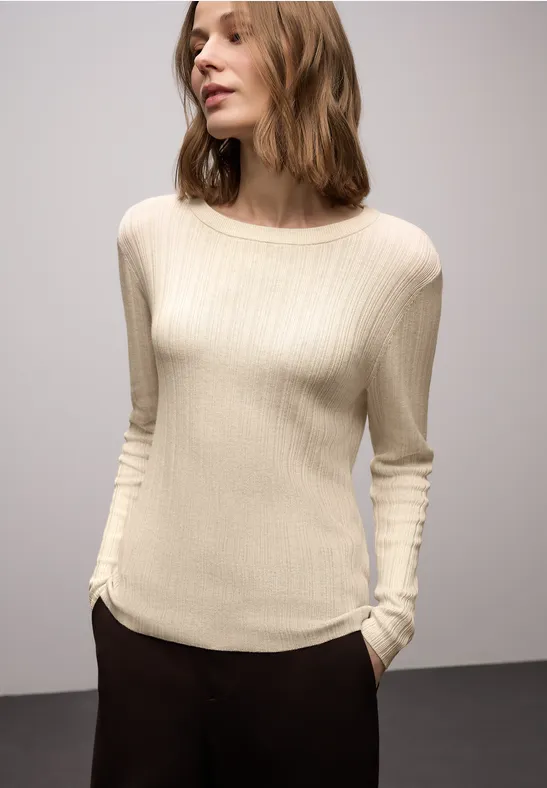 Pullover mit Rippstruktur cotton beige mel.