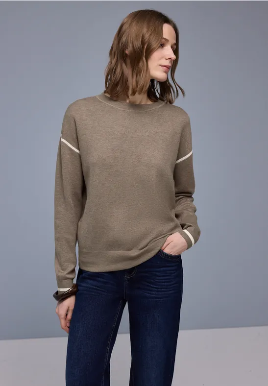 Pullover mit Kontrastdetails light terra mocha mel.
