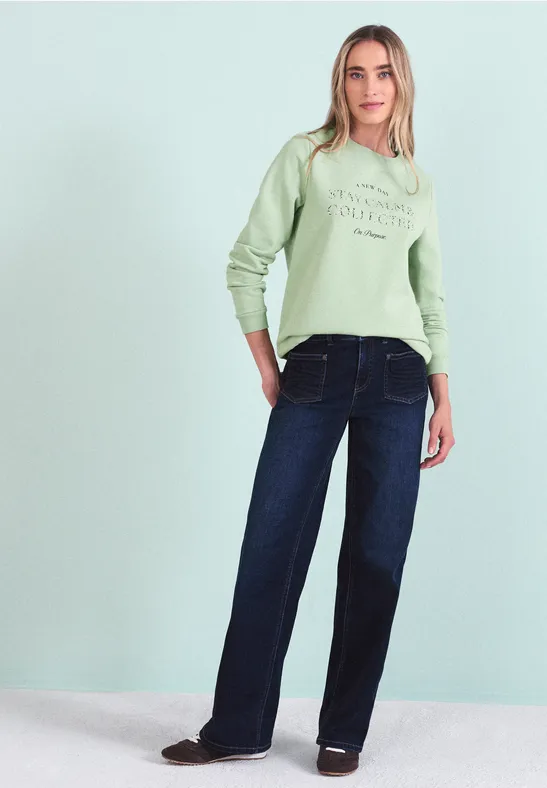Sweatshirt met kunstwerk pale mint green
